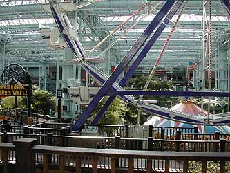 Camp Snoopy is in the middle of the Mall of America and includes a roller coaster, a flume ride, a ferris wheel and other rides!