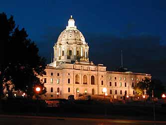 Cammie Sanders, Ms. US Continental 2002, visits the Capitol of Minnesota in St. Paul.