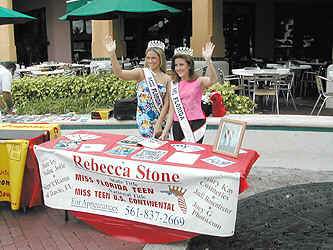 Cammie Sanders, Ms. Florida US Continental 2002, with Rebecca Stone, Miss Florida Teen US Continental 2002, at the Winterfest kick off at the Riverfront in Ft. Lauderdale, Florida.