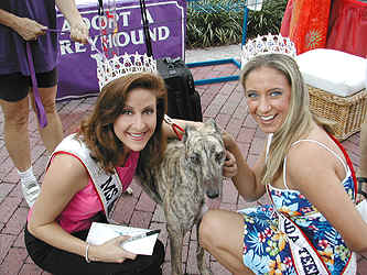 Cammie Sanders, Ms. Florida US Continental 2002, with Rebecca Stone, Miss Florida Teen US Continental 2002, at the Winterfest kick off at the Riverfront in Ft. Lauderdale, Florida.