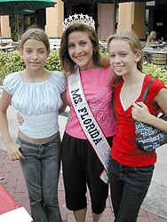 Cammie Sanders, Ms. Florida US Continental 2002, with Rebecca Stone, Miss Florida Teen US Continental 2002, at the Winterfest kick off at the Riverfront in Ft. Lauderdale, Florida.